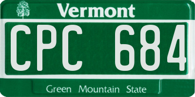 VT license plate CPC684