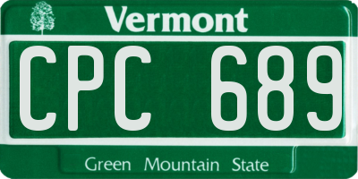 VT license plate CPC689