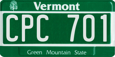 VT license plate CPC701