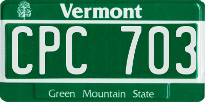 VT license plate CPC703