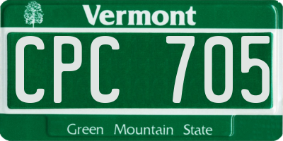 VT license plate CPC705