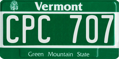 VT license plate CPC707