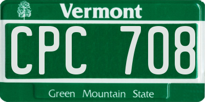 VT license plate CPC708