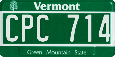 VT license plate CPC714