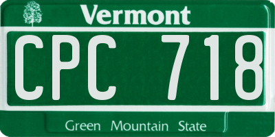 VT license plate CPC718