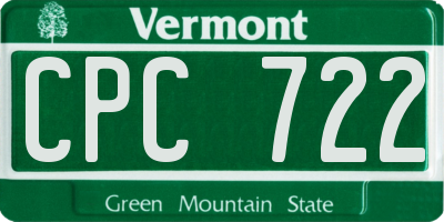VT license plate CPC722