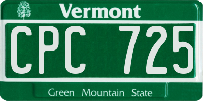 VT license plate CPC725
