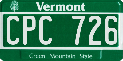 VT license plate CPC726