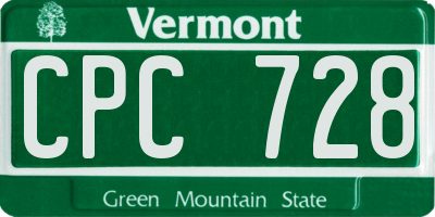 VT license plate CPC728