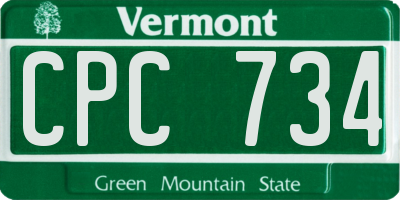 VT license plate CPC734