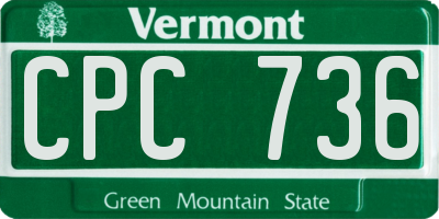 VT license plate CPC736