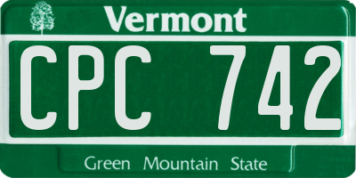 VT license plate CPC742