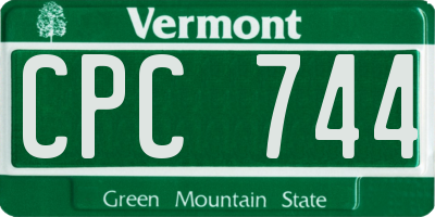 VT license plate CPC744