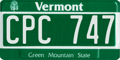 VT license plate CPC747