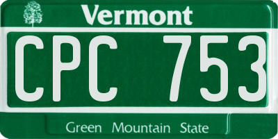 VT license plate CPC753