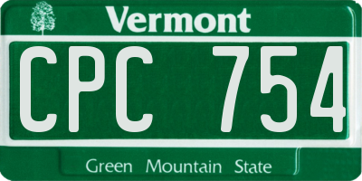 VT license plate CPC754