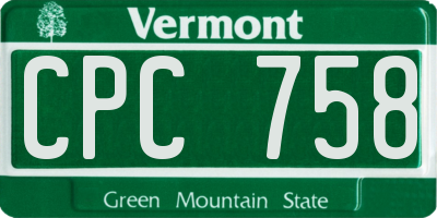 VT license plate CPC758