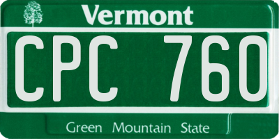 VT license plate CPC760