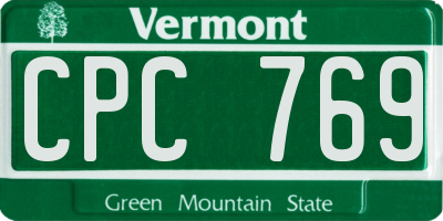 VT license plate CPC769