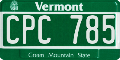 VT license plate CPC785