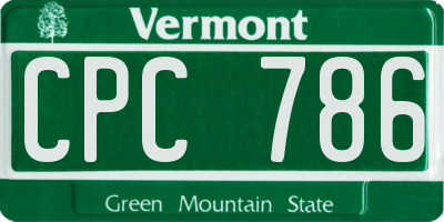 VT license plate CPC786