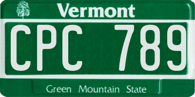 VT license plate CPC789