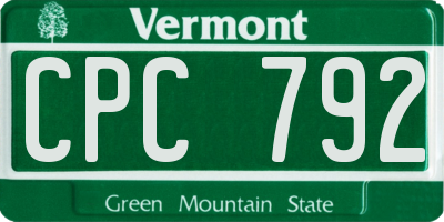 VT license plate CPC792