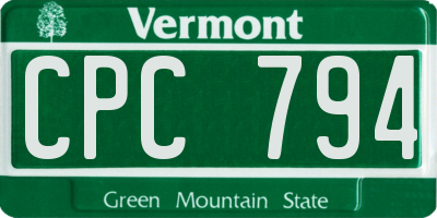 VT license plate CPC794