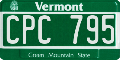 VT license plate CPC795