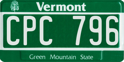 VT license plate CPC796