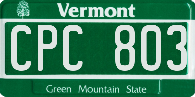 VT license plate CPC803
