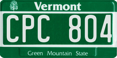VT license plate CPC804