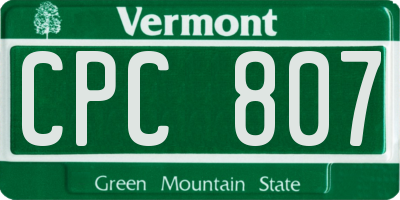 VT license plate CPC807