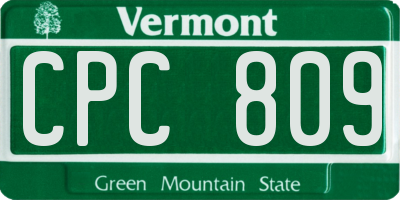 VT license plate CPC809