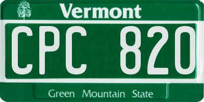 VT license plate CPC820
