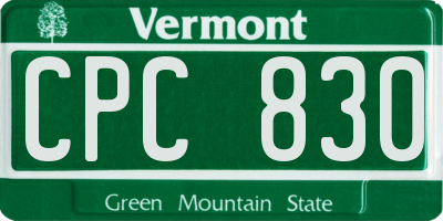 VT license plate CPC830