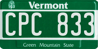 VT license plate CPC833