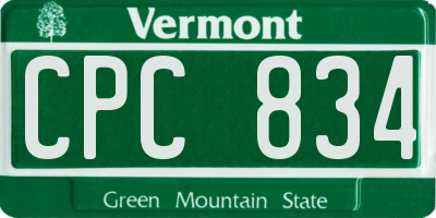 VT license plate CPC834