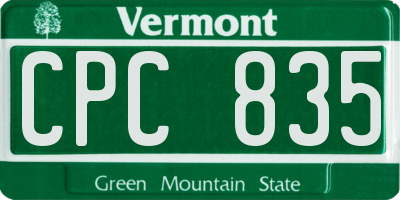 VT license plate CPC835