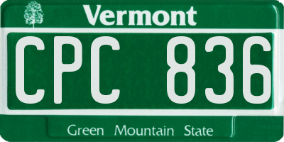 VT license plate CPC836