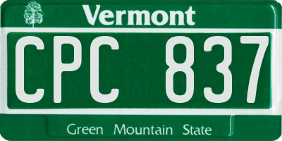 VT license plate CPC837