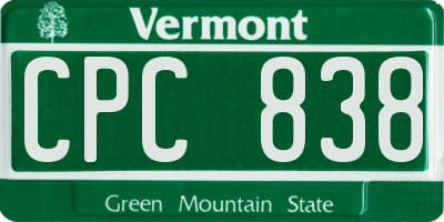 VT license plate CPC838