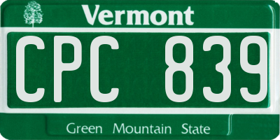 VT license plate CPC839