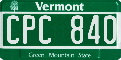 VT license plate CPC840