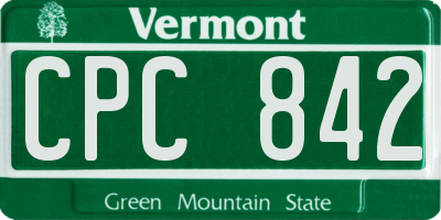 VT license plate CPC842