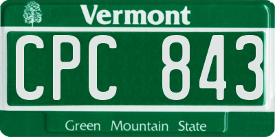 VT license plate CPC843