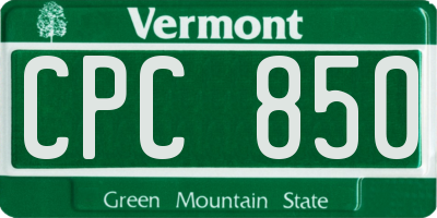 VT license plate CPC850