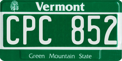 VT license plate CPC852