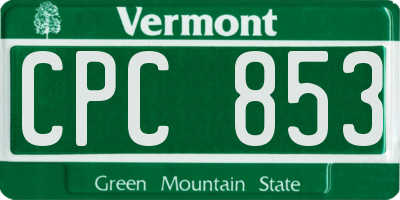 VT license plate CPC853