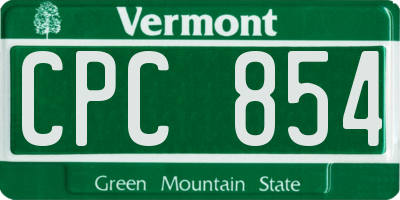 VT license plate CPC854
